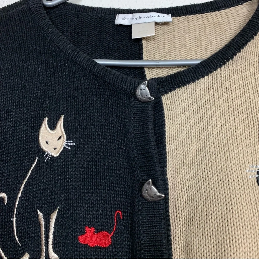 Vintage Christopher and banks novelty cat cardigan size medium - Picture 2 of 8